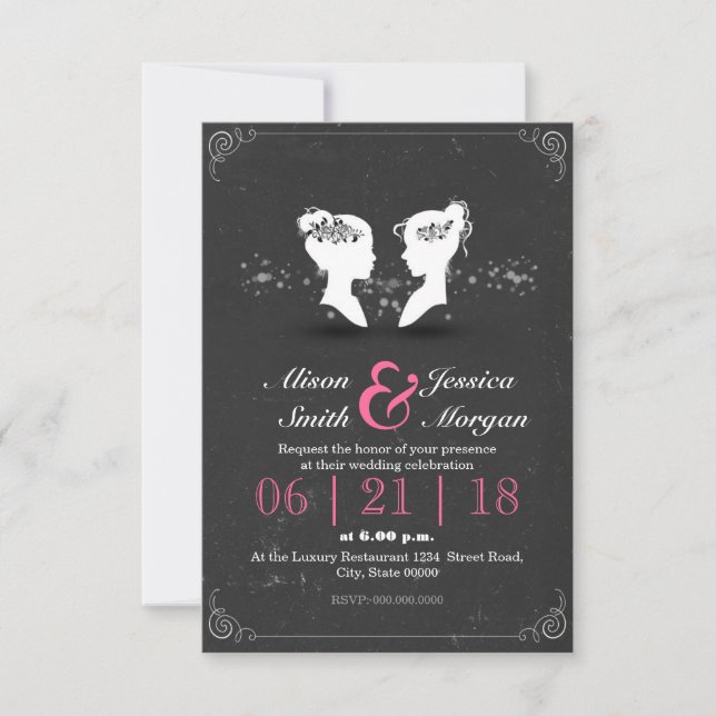 Bride and Bride - Lesbian wedding Invitation (Front)