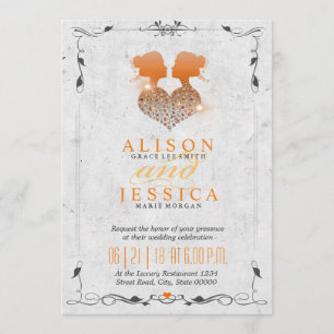 Bride and Bride - Two Brides Wedding - Lesbian Invitation