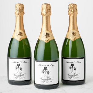 Bride and Bride Wedding Personalized Sparkling Win Wine Label