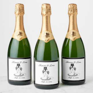 Bride and Bride Wedding Personalized Sparkling Win Wine Label