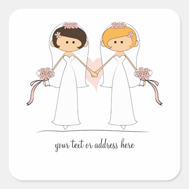 Bride and Bride Wedding Stickers (Front)