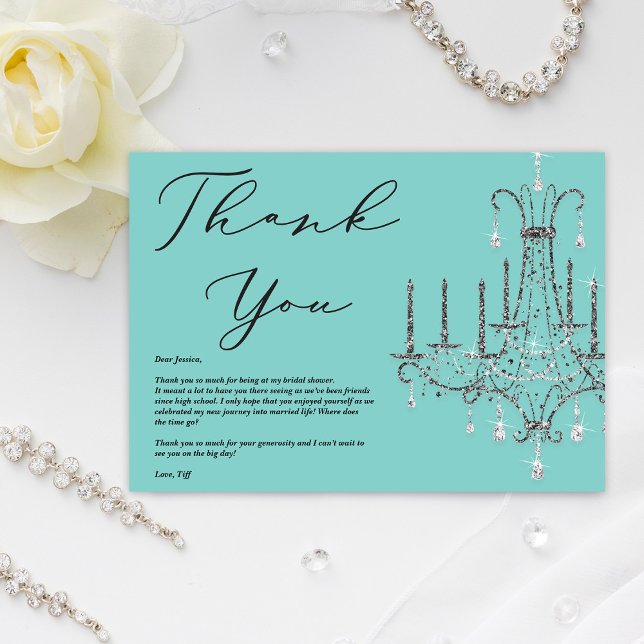 Bride and Co Chandelier Blue Thank You  Invitation (Creator Uploaded)