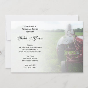 Bride and Farm Tractor Country Rehearsal Dinner Invitation