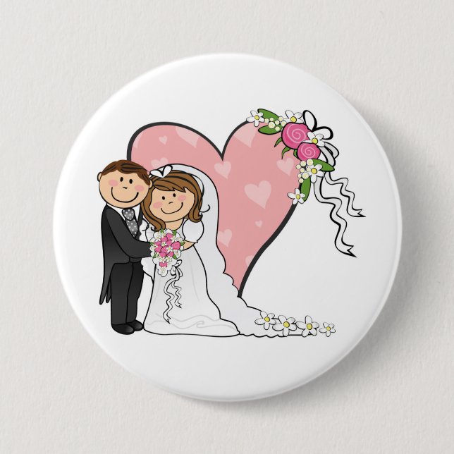 Bride and Groom 3 Inch Round Button (Front)