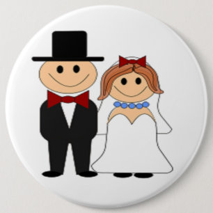 BRIDE AND GROOM 6 INCH ROUND BUTTON