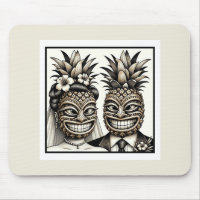 Bride and Groom Aloha Pineapple Tiki Head Wedding 