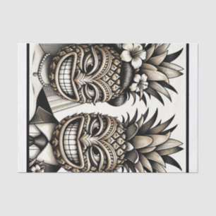 Bride and Groom Aloha Pineapple Tiki Head Wedding  Tissue Paper