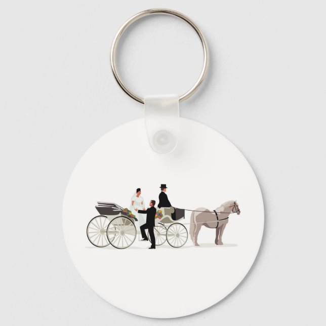 Bride and Groom and a Wedding Carriage Keychain (Front)