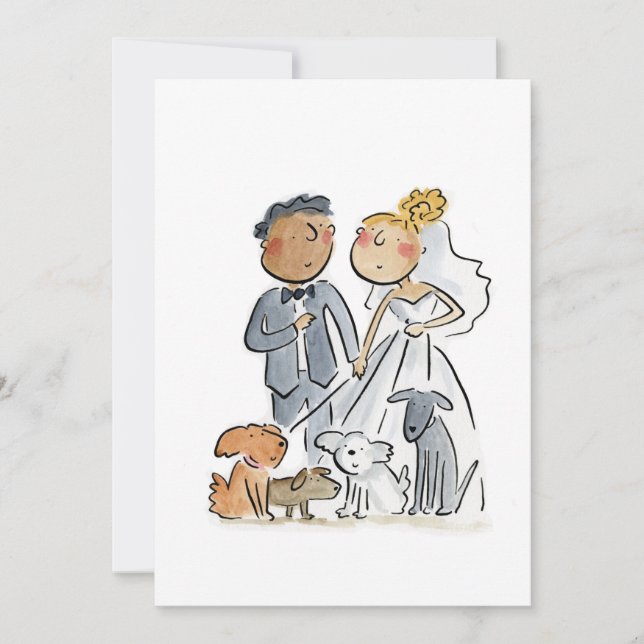 Bride and Groom and Dogs Invitation (Front)