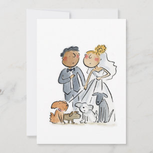 Bride and Groom and Dogs Invitation