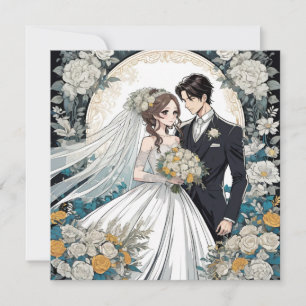 Bride and Groom Anime wedding Invitation