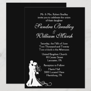 Bride and Groom Black and White Invitation