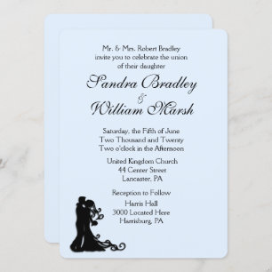 Bride and Groom Blue Wedding Invitation