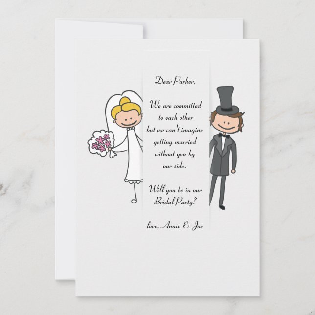 Bride and Groom Bridal Party Request Card (Front)