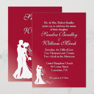 Bride and Groom Burgundy Wedding Invitation