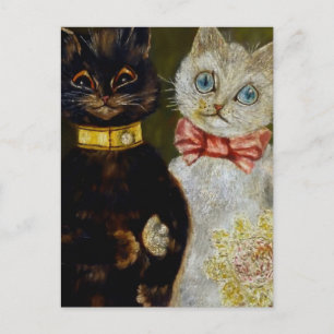 “Bride and Groom” by Louis Wain Postcard