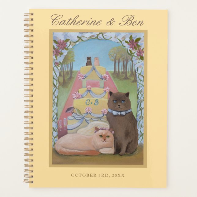 Bride and Groom Cats Personalized Wedding   Planner (Front)
