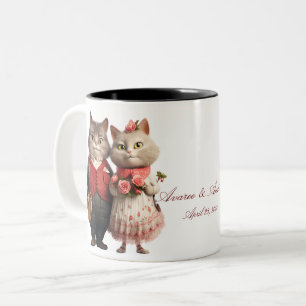 Bride and Groom Cats Two-Tone Coffee Mug