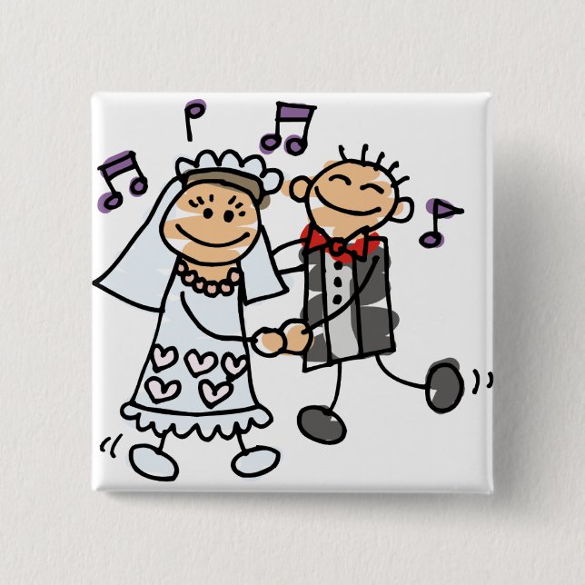 Bride and Groom Celebrate 2 Inch Square Button (Front)