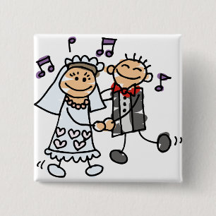 Bride and Groom Celebrate 2 Inch Square Button