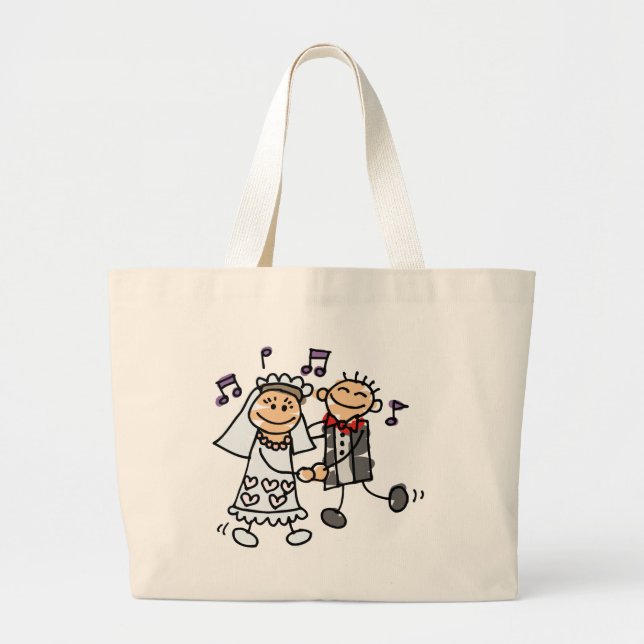 Bride and Groom Celebrate Large Tote Bag (Front)