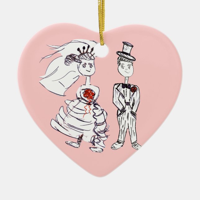 Bride and Groom Ceramic Ornament (Front)