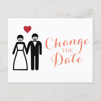 Bride and Groom Change the Date Announcement Postcard