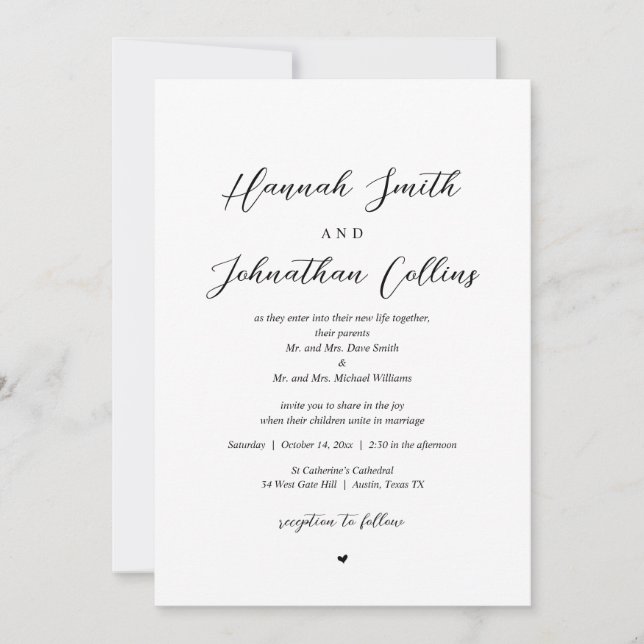 Bride and Groom Church Wedding, Both Parents Invit Invitation (Front)