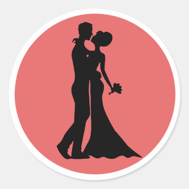 Bride and Groom Classic Round Sticker (Front)