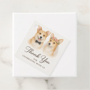 Bride And Groom Corgi Wedding Favour Thank You  Tags