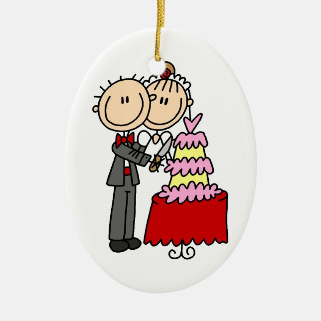 Bride and Groom Cut the Cake T-shirts and gifts Ceramic Ornament (Front)
