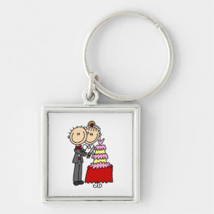 Bride and Groom Cut the Cake T-shirts and gifts Keychain