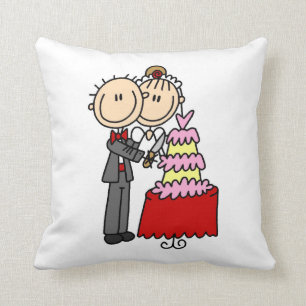 Bride and Groom Cut the Cake T-shirts and gifts Throw Pillow