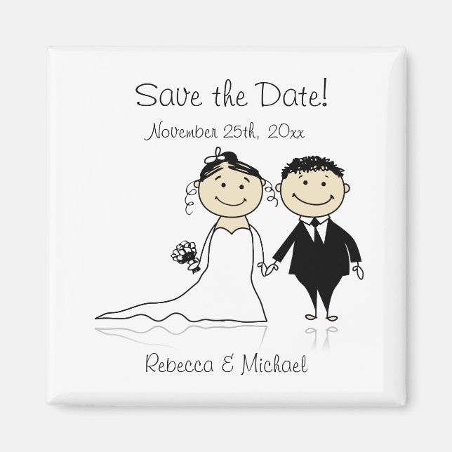 Bride and Groom - Cute Save the Date Magnets (Front)