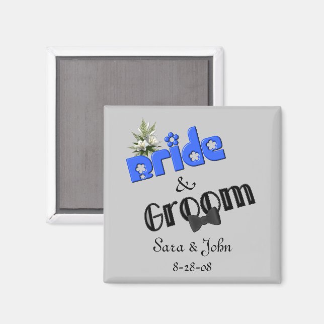 Bride And Groom Cute Wedding Favour  Magnet (Front/Back)
