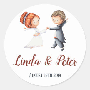 Bride and Groom Dancing Wedding Personalized Classic Round Sticker