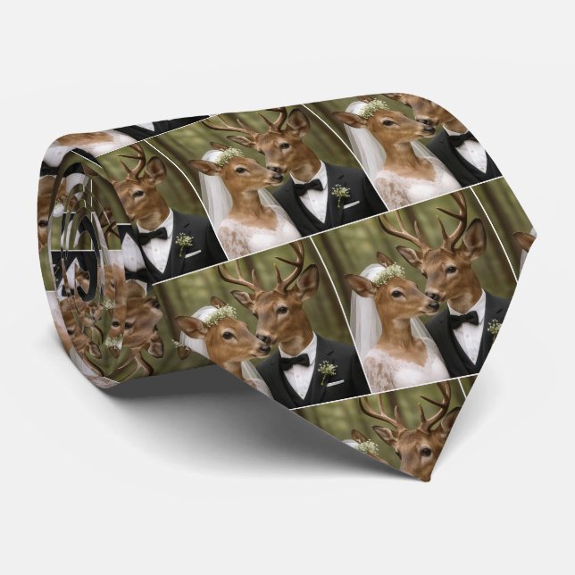 Bride and Groom Deer In a Forest Tie (Rolled)
