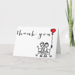 Bride and Groom Doodles Wedding Thank You Card