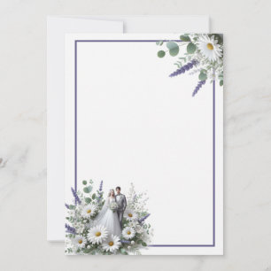 Bride and Groom Elegant Blank Floral Wedding Invitation