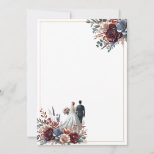 Bride and Groom Elegant Blank Floral Wedding Invitation