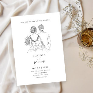 Bride and groom elegant wedding invitation