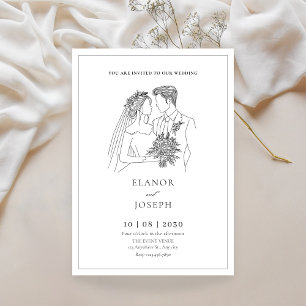 Bride and groom elegant wedding invitation