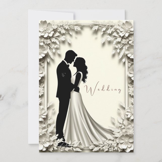 Bride And Groom Embrace Wedding Decor Invitation (Front)
