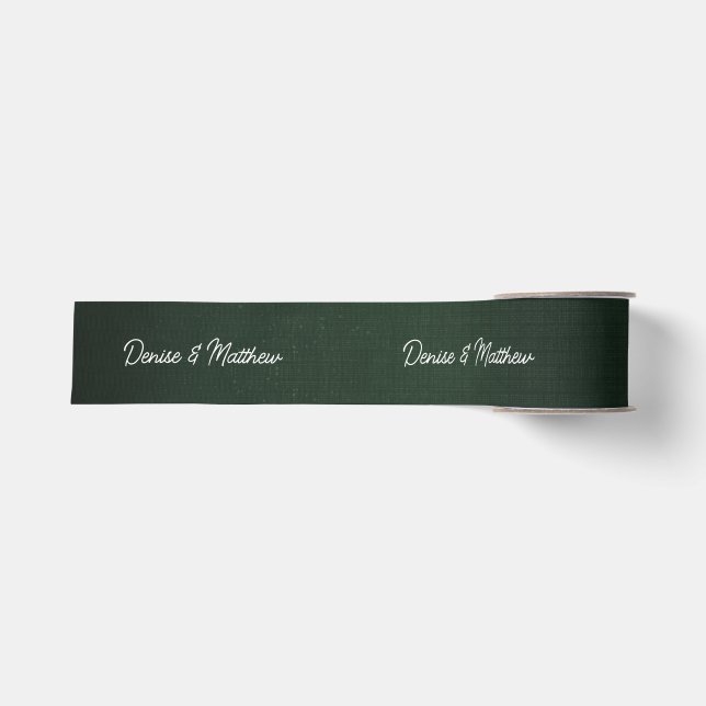 Bride and Groom Emerald Grosgrain Ribbon (Front)