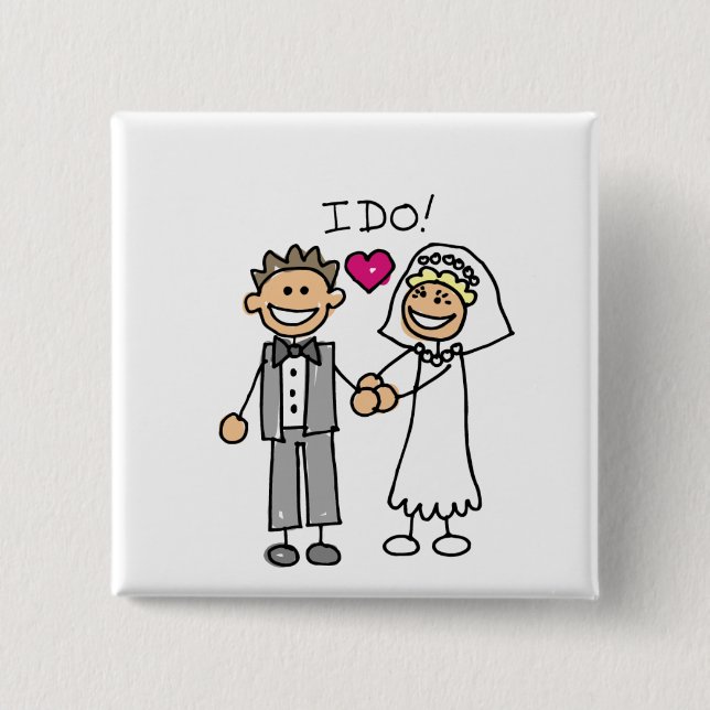 Bride and Groom Exchange vows 2 Inch Square Button (Front)