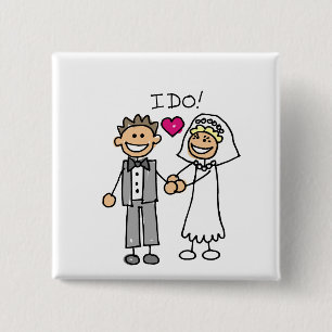 Bride and Groom Exchange vows 2 Inch Square Button