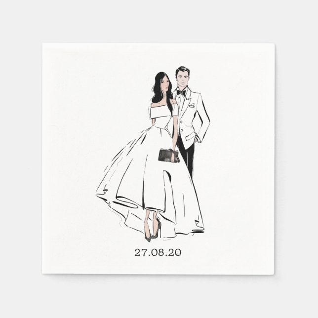 Bride and groom Fashion illustration Napkin (Front)