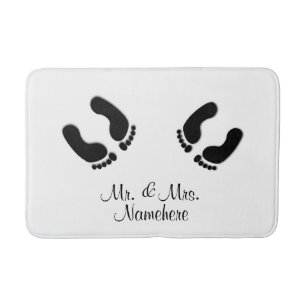 Bride and Groom Footprints Bath Mat