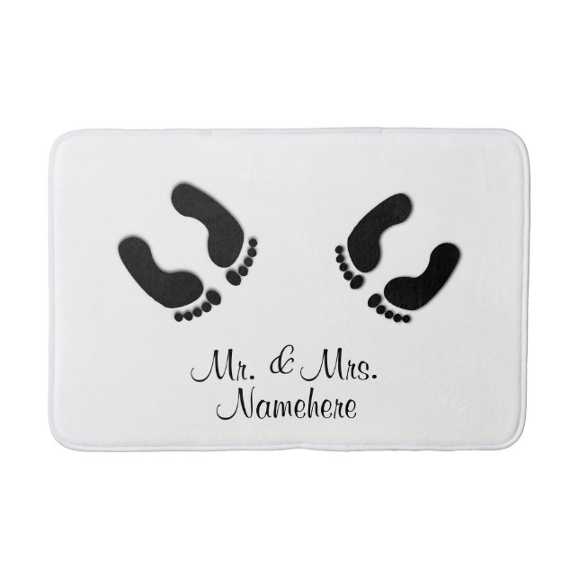 Bride and Groom Footprints Bath Mat (Front)