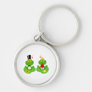 bride and groom froggy frogs keychain